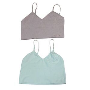 2 Ribbed Bralettes, sleep bras, Cream, Tan, Small /Medium